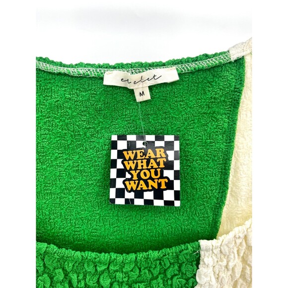 Women's Dress - Iggy Textured Bodycon Dress Green And White Long Sleave Size M - Picture 3 of 6